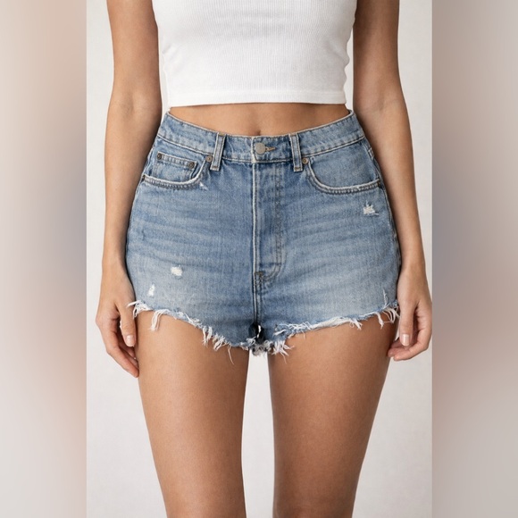 Reformation Pants - Reformation Dixie High Rise Denim Shorts Size 27 | Cut LY432 Raw Hem Jean Shorts